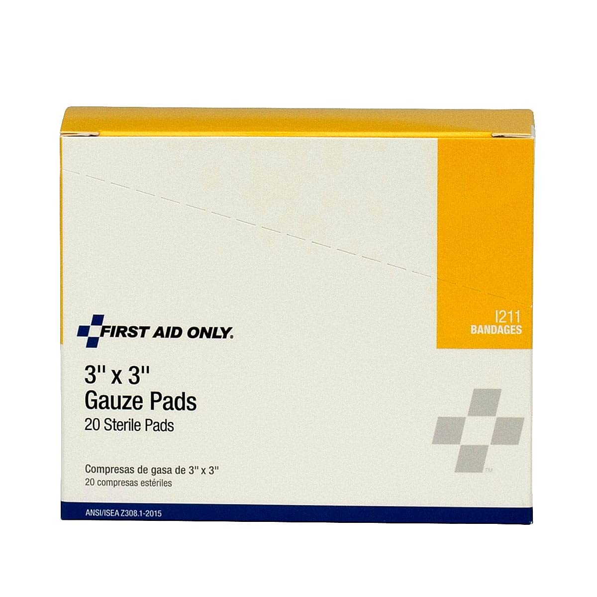I211 Gauze Dressing Pads 3-Inch x 3-Inch 10/Box by First Aid Only – 4.25" x 4.5" x 3.5", Plastic, White, Pack of 10, Model FAOI211