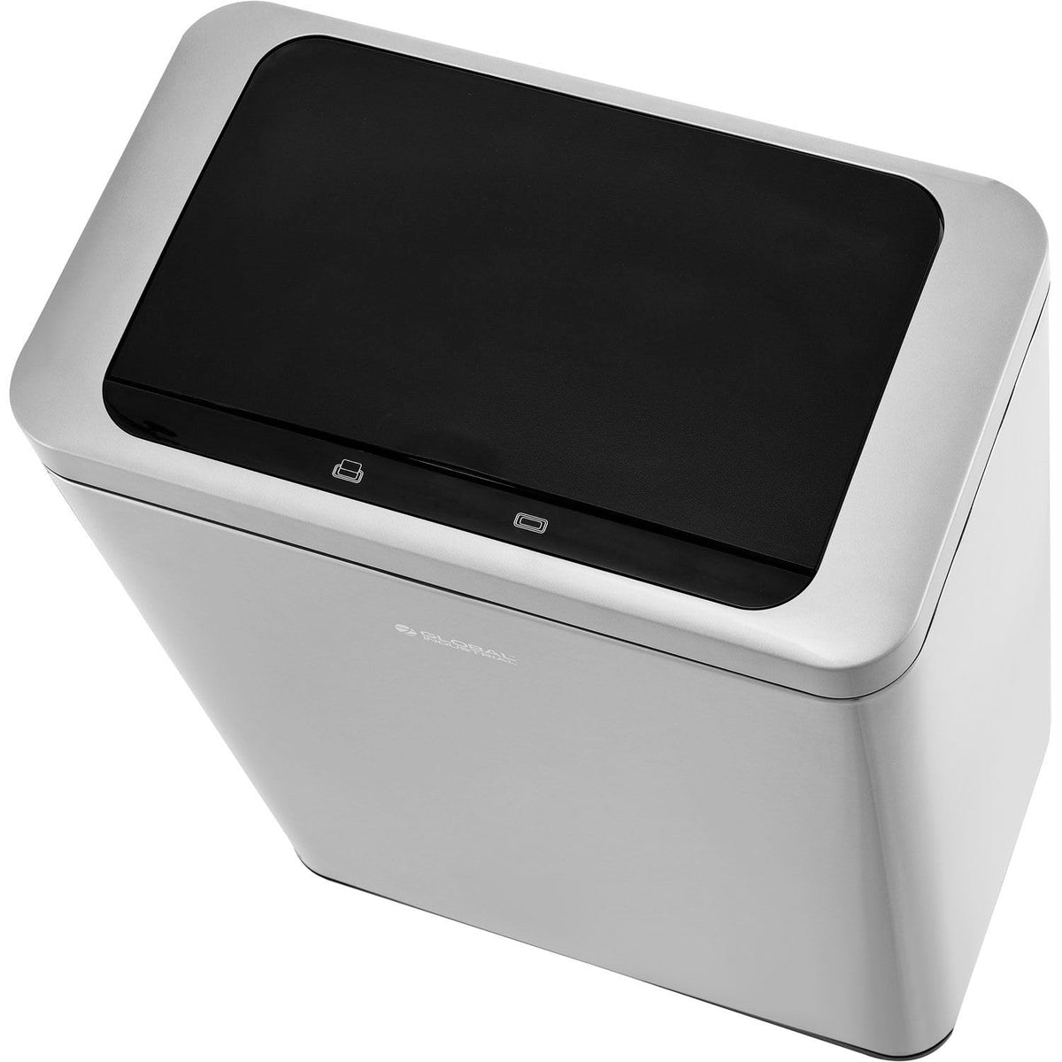 Indoor Rectangular Motion Sensor Trash Can with Plastic by Global Industrial – 12.0 gallons, Stainless Steel, Silver, Model EK9233MT-45L
