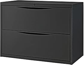 Global Industrial 36" W Premium Lateral File Cabinet, 2 Drawer, Black
