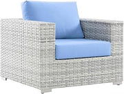 Blue Patio Armchair with Cushioned seat, Durable Frame, Stylish and Comfortable Outdoor Seating for Garden and Lounge