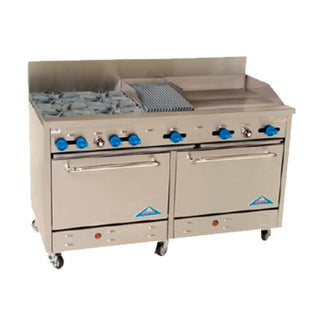Gas 60" Range w/ Griddle & Char Broiler by Comstock Castle – Metallic, Model F3226-24-1RB