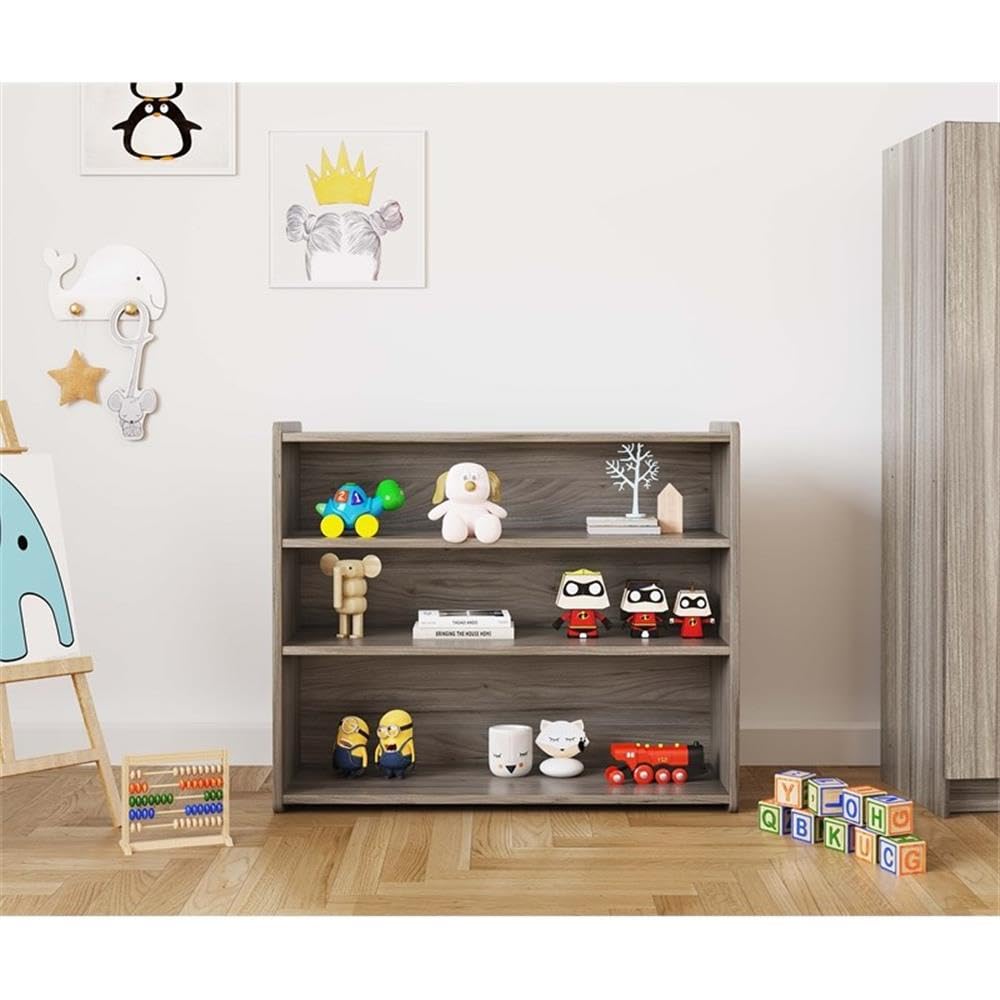 Contemporary Wood Composite School Age Shelf Storage in Gray by Tot Mate – Wood, Shadow Elm Gray, Model TM2306R.0W92
