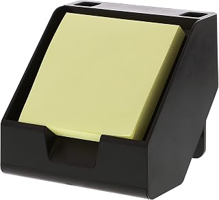 Bostitch Office Konnect Sticky Note Holder + Business Card Stand, Includes Pen Holders, Black