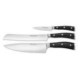 Classic Ikon 3-Piece Starter Knife Set by Wüsthof – 8", High Carbon Stainless Steel, Black, Model 9601-1