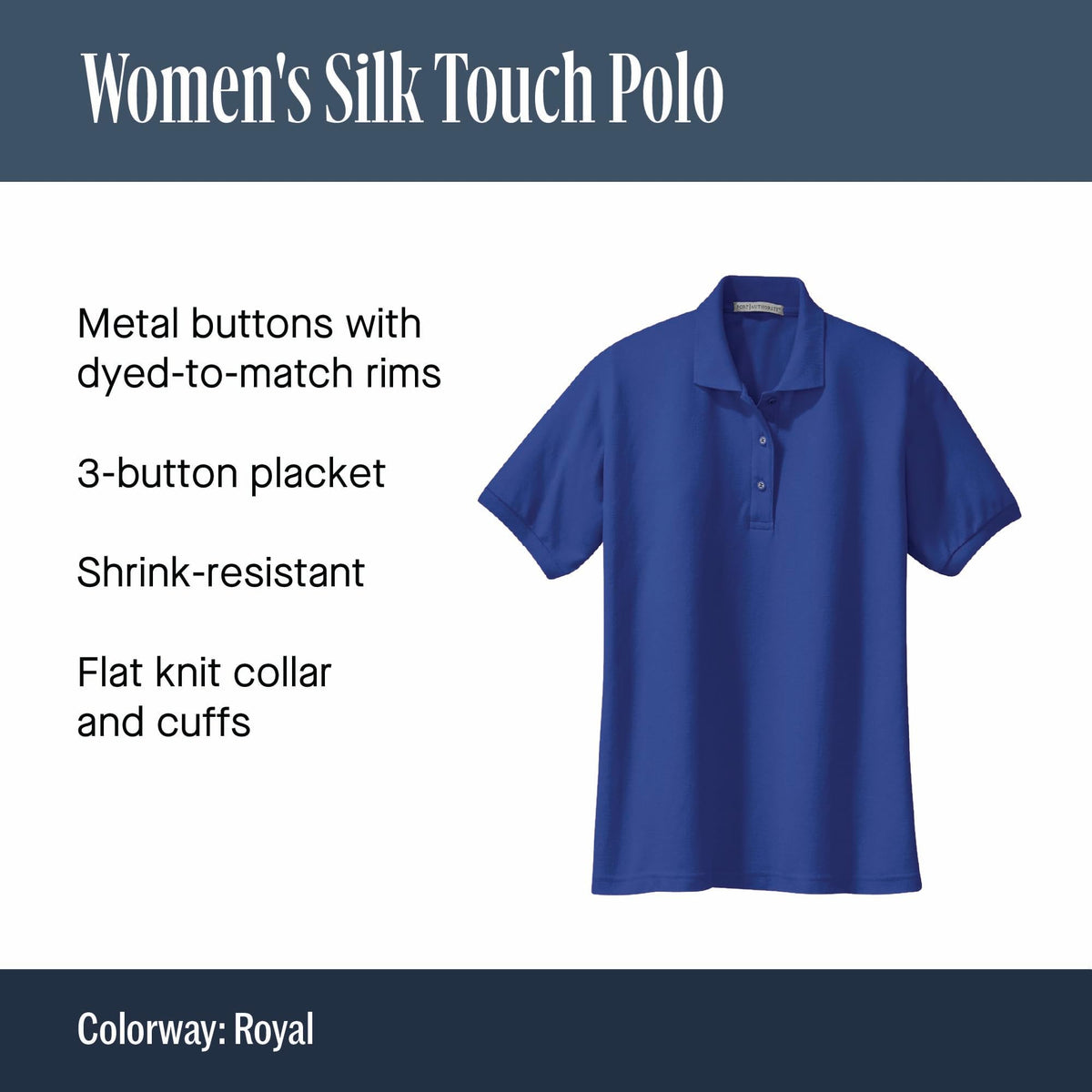 Women's Silk Touch Polo Navy by Port Authority – Small, Silk, Navy, Model SNM-208732