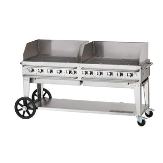 72'' Rental Mobile Grill w/Windguard - Bulk Propane Tanks Model by Crown Verity – Stainless Steel, Model CV-RCB-72WGP-SI-BULK