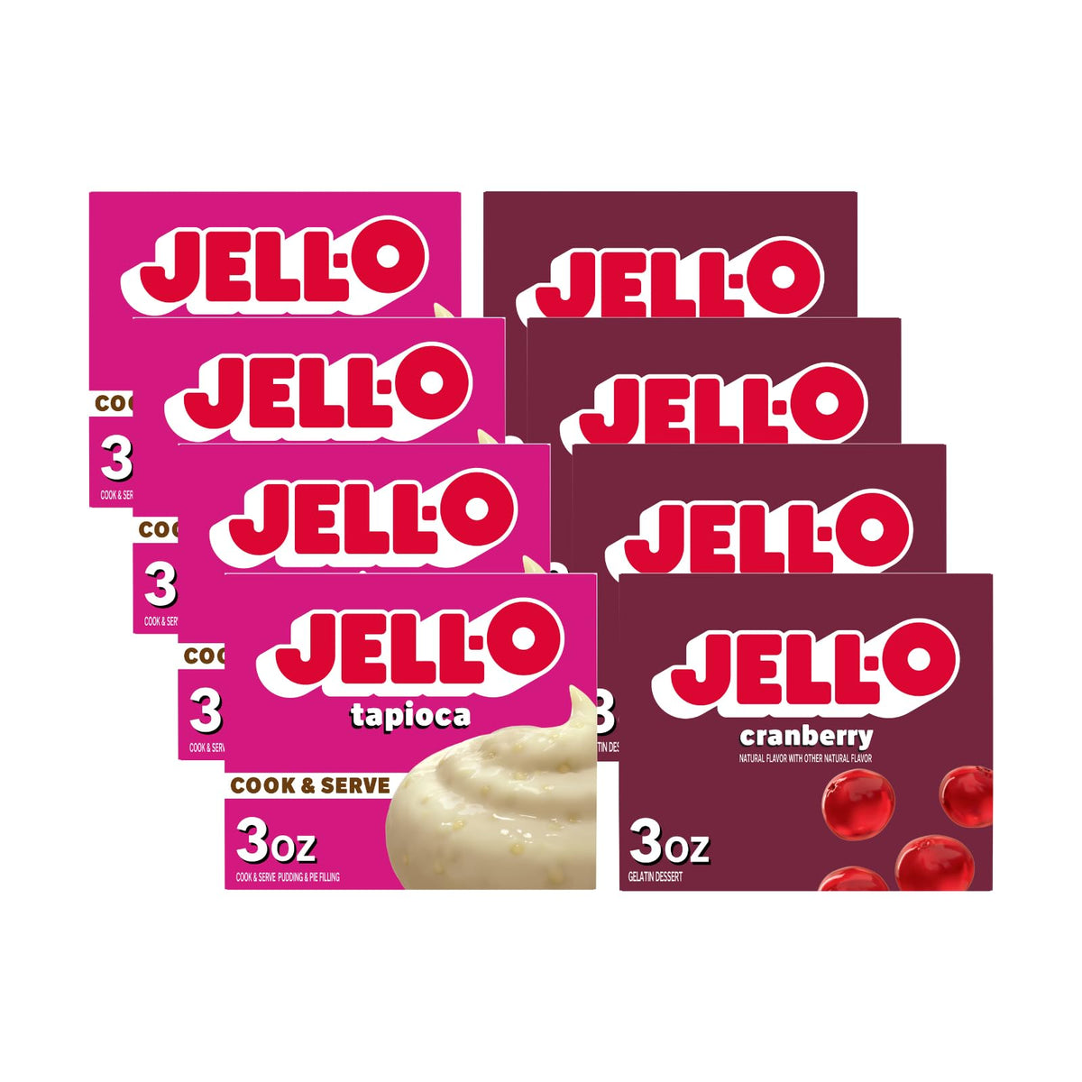 Jell-O Cranberry & Tapioca / 3 Ounce (Pack of 8) / 8 Pudding Mixes