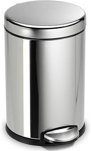 simplehuman 4.5 Liter / 1.2 Gallon Round Bathroom Step Trash Can, Polished Stainless Steel
