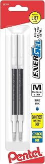 Pentel Refill Ink For ENER-GEL and Lancelot Gel Pen, 0.7mm Metal Tip, Blue Ink, 2 Per Pack (LR7BP2C)