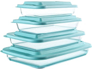 M MCIRCO Glass Bakeware Set with Lids, 8 Piece, Green