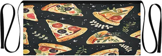 Kigai Pizza Slice Server Apron with 3 Pockets, Waitress Apron for Women and Man, Half Waiter Waist Short Apron