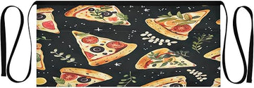 Kigai Pizza Slice Server Apron with 3 Pockets, Waitress Apron for Women and Man, Half Waiter Waist Short Apron