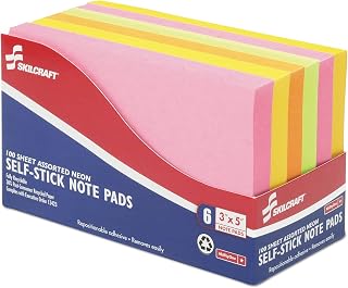 AbilityOne NSN4181420 - Self-Stick Note Pads Neon - Plain - 3" x 5"