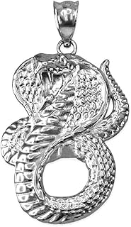 LA BLINGZ Sterling Silver King Cobra Snake Pendant