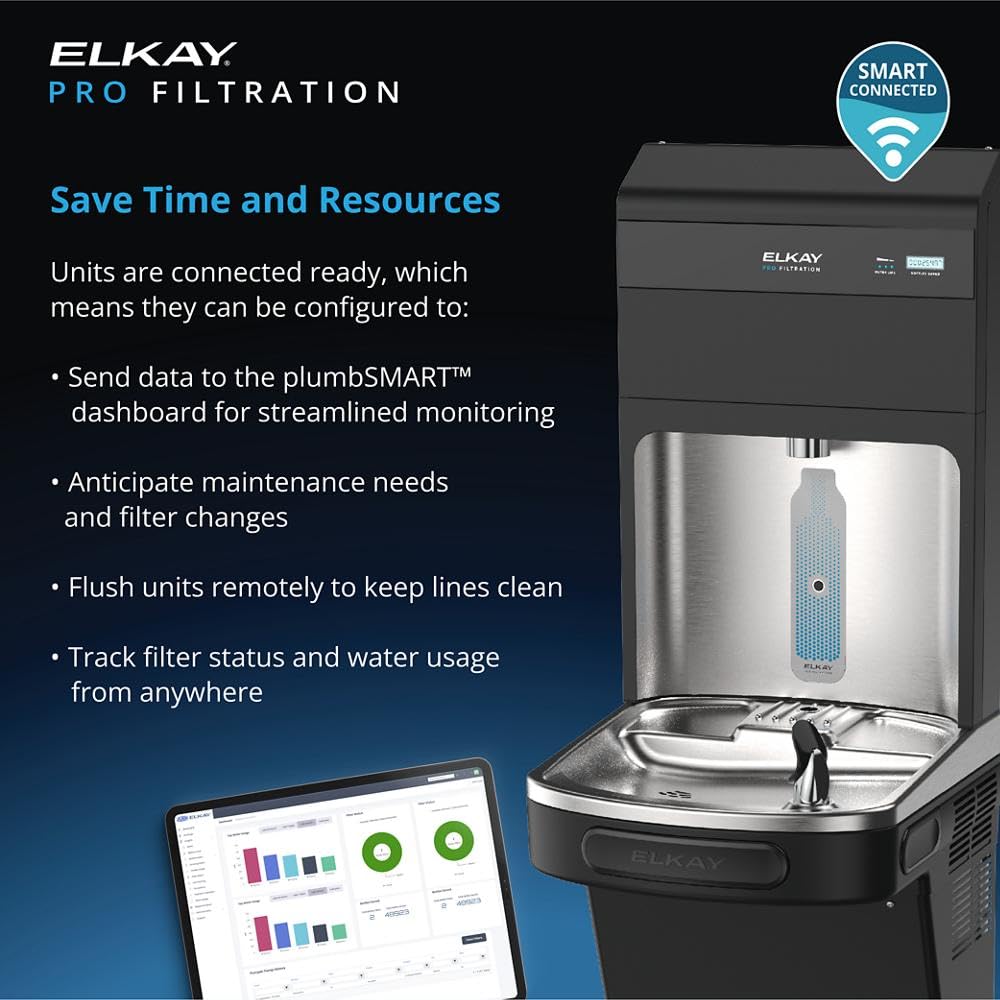 Pro Filtration Bottle Filling Station by Elkay – Twin, 8 gallons, Stainless Steel, Black, Model LZS8WSBPRO-UV