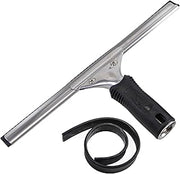 UNGER Professional Connect and Clean 12” Performance Squeegee for Glass and Window Care with Replacement Rubber, Heavy Duty Cleaning Supplies with Streak-Free Results, Handheld Household Cleaner Tool