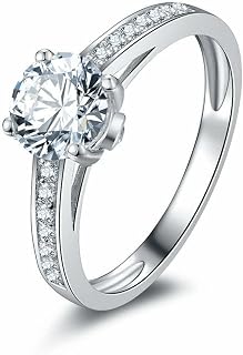 2ct Round Cut Moissanite Solitaire Ring with Channel Set Accent White Gold Plated