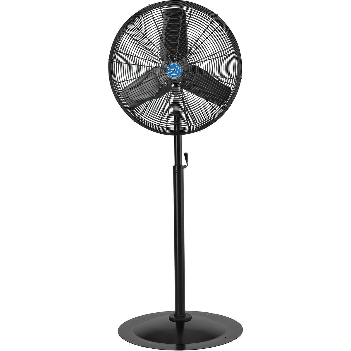Premium 24" Oscillating Pedestal Fan - 1/2 HP - TEAO Motor - 9400 CFM by Continental Dynamics – 32"L x 41"W x 11"H, Alloy Steel, Black, Model SFSE1-750/60YW-D2