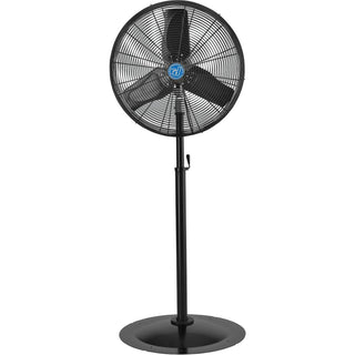 Premium 24" Oscillating Pedestal Fan - 1/2 HP - TEAO Motor - 9400 CFM by Continental Dynamics – 32"L x 41"W x 11"H, Alloy Steel, Black, Model SFSE1-750/60YW-D2