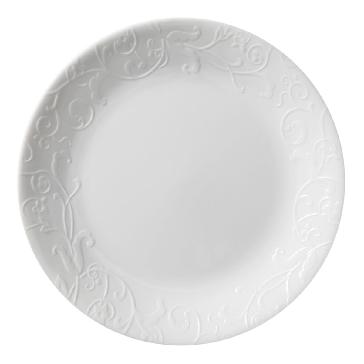 Embossed Bella Faenza 8.5" Lunch Plate (Set of 4) by Corelle – Large, Glass, White, Model 1113888