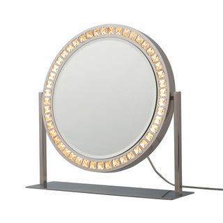 Marilyn Table Top LED Vanity Mirror - Chrome by NOVA of California – 20"L x 20"W, Steel & Crystal, Chrome & Crystal, Model 4111270