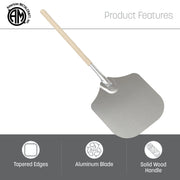 3016 Aluminum Pizza Peel with 19 Inch Wood Handle - 12 x 14 Inch by American Metalcraft – 35.5-Inch, 48.0 ounces, Aluminum, Silver, Model 3512