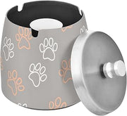 Dog Paws Pattern Splash Ashtray with Lid, Outdoor Ashtrays for Patio