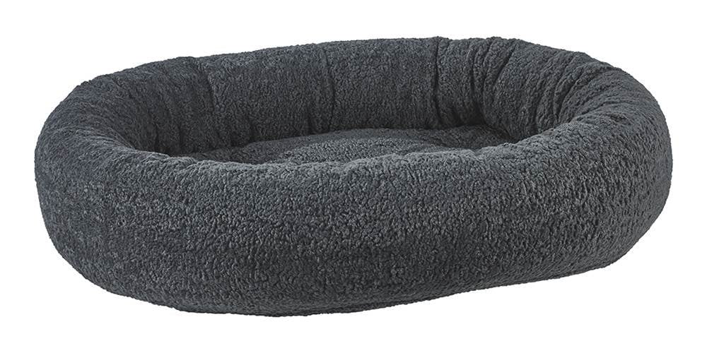 Donut Bed by Bowsers – XS 22”x16x”5”, Polyester, Faux Fur Grey Sheepskin, Model 19314