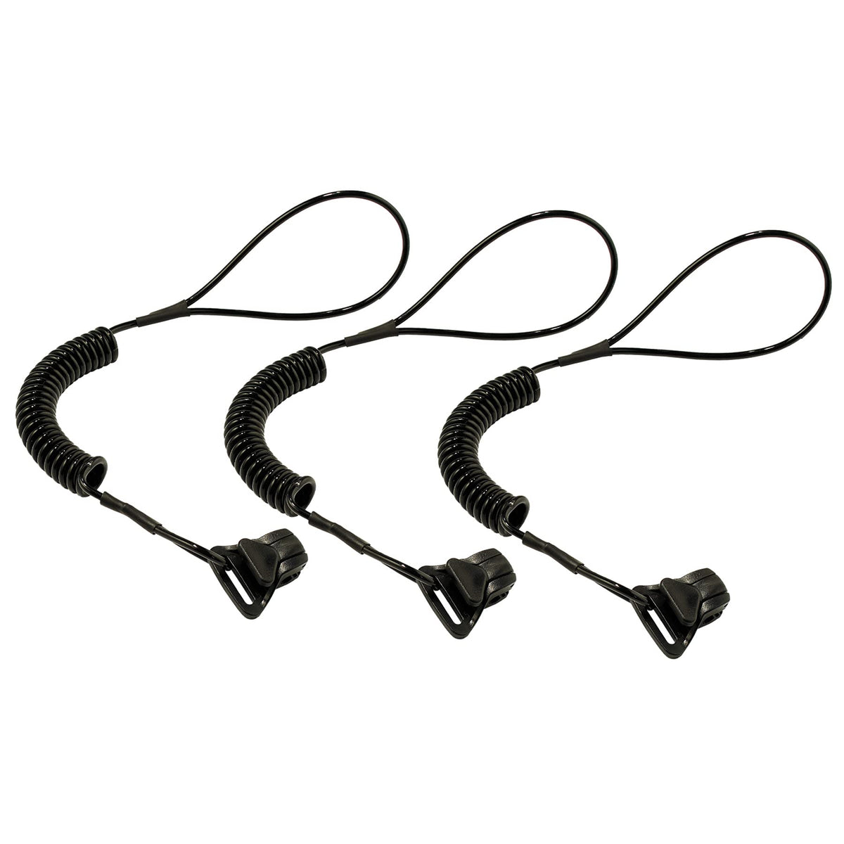 Ergodyne Black / 3-Pack / Coil Lanyard - Clamp - 2lbs Restraint Ropes & Lanyards