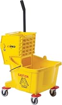 Winco 26 qt Yellow Commercial Plastic Mop Bucket on Wheels