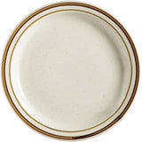 CAC China AZ-5 Arizona 5-1/2-Inch Brown Rim Brown Speckled American White Stoneware Round Plate, Box of 36