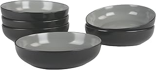 10 Strawberry Street Two Tone Coupe 8.5”/36 Oz. Dinner Bowl Set Of 6, Black/Gray