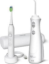 Waterpik Cordless Pearl and Sensonic Rechargeable Electric Toothbrush and Water Flosser Combo, Complete Dental Care for Teeth, Gums, Braces and Travel – ADA Accepted, White