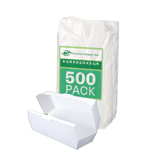 SCT Hot Dog Clamshell (500 Pack) by SOUTHERN CHAMPION TRAY – 6-1/8" x 2-1/8" x 2-1/4", Cardboard, White, Pack of 500, Model 0713