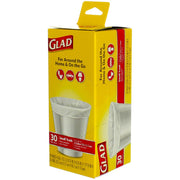 Flat Top Small Garbage Bag by Glad – 30 Count (Pack of 6), 4.0 gallons, Plastic, White, Pack of 6