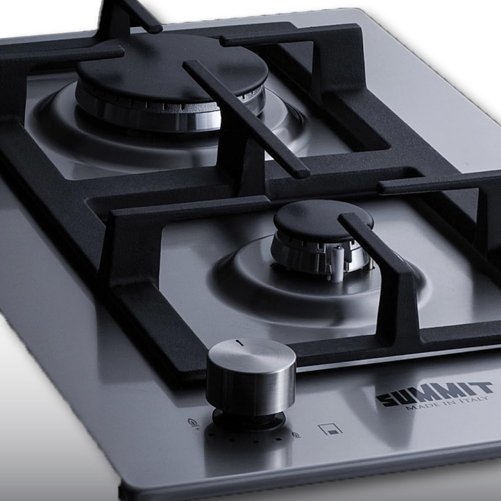 Summit 12" 2 Burner Gas Cooktop by Summit Appliance – 12 inches, Stainless Steel, Model GCJ2SS