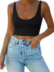 Butsmooth® Women's Basic Deep Scoop Neck Sleeveless Tank Crop Tops