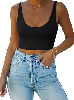 Butsmooth® Women's Basic Deep Scoop Neck Sleeveless Tank Crop Tops