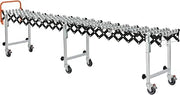 Global Industrial 2'4" to 8'11" Portable Flexible & Expandable Conveyor - Steel Skate Wheels - 14"W