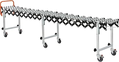 Global Industrial 2'4" to 8'11" Portable Flexible & Expandable Conveyor - Steel Skate Wheels - 14"W