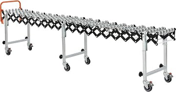 Global Industrial 2'4" to 8'11" Portable Flexible & Expandable Conveyor - Steel Skate Wheels - 14"W