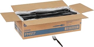 Dixie 6.31" Medium-Weight Polystyrene Plastic Fork by GP PRO (Georgia-Pacific), Black, FM517, (Case of 1,000)