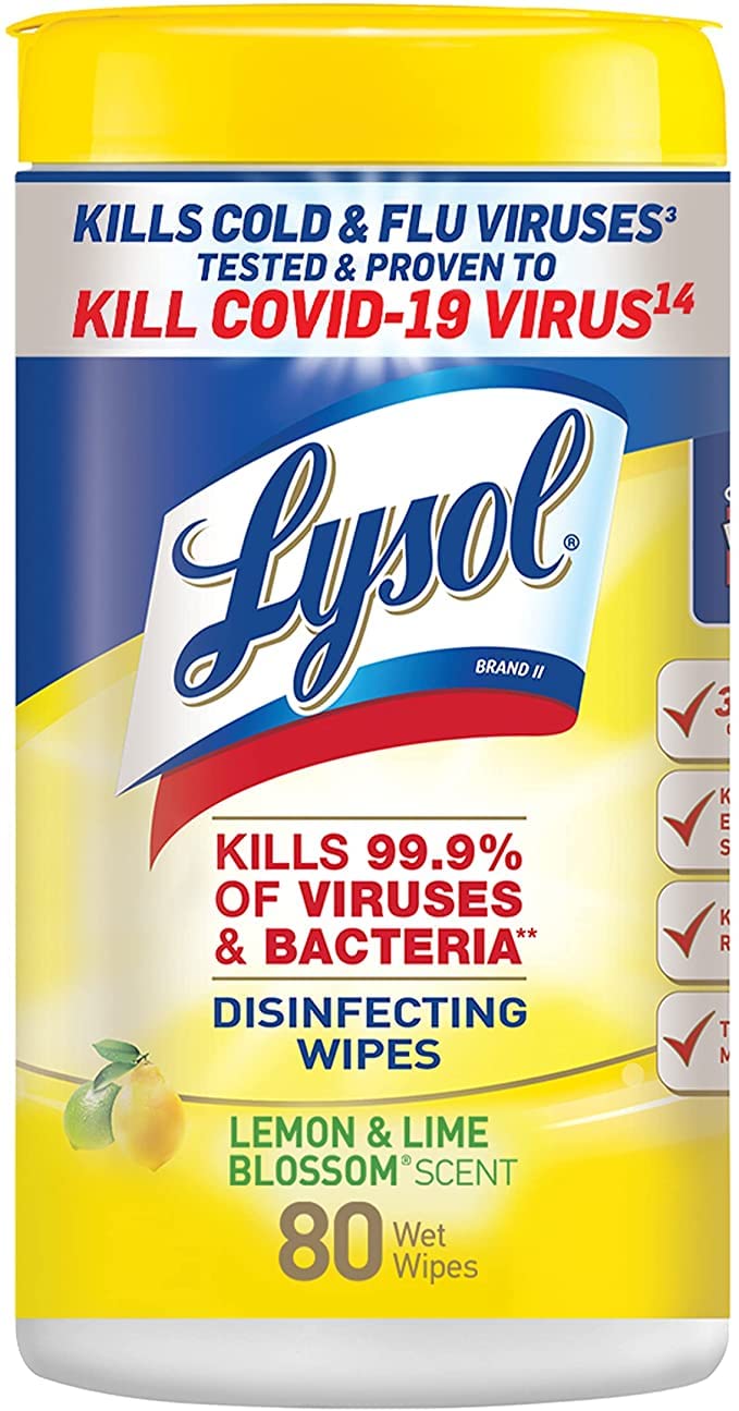 Lemon Lime Blossom Sanitizing Wipes by Lysol – Wood, Pack of 4, Model 81145