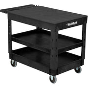 Flat Top Plastic Utility Cart by Global Industrial – Plastic, Black, Model 800349
