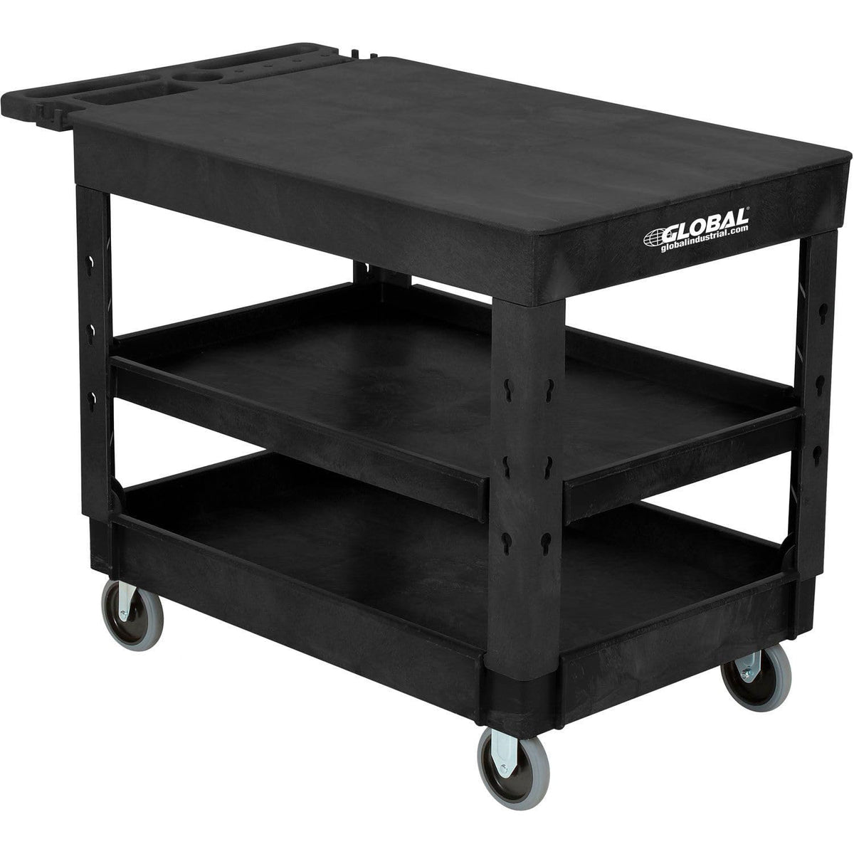 Flat Top Plastic Utility Cart by Global Industrial – Plastic, Black, Model 800349