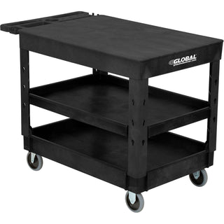 Flat Top Plastic Utility Cart by Global Industrial – Plastic, Black, Model 800349