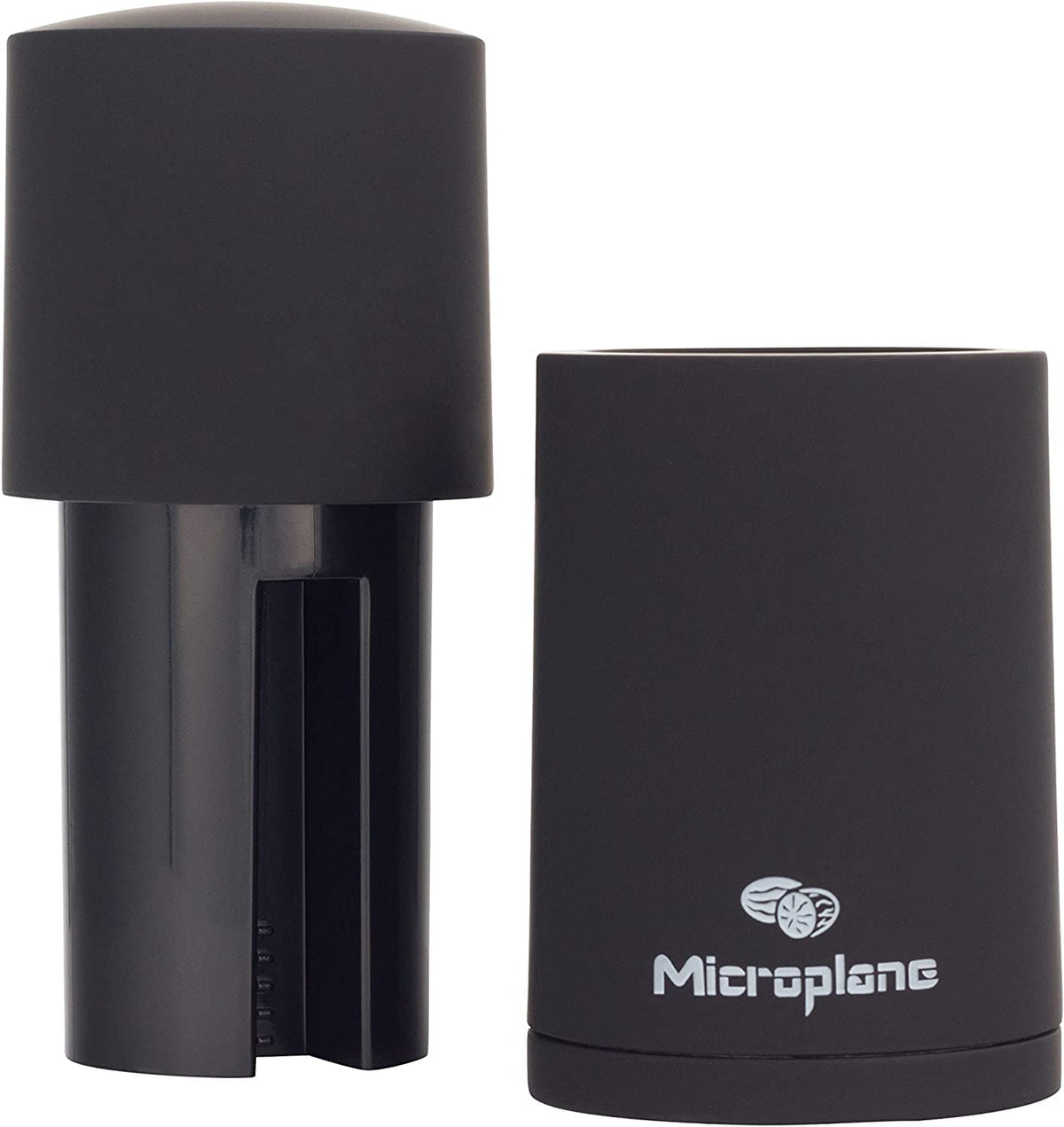 Manual Spice Mill - Cinnamon Grinder and Nutmeg Grater (Black) by Microplane – 2x2x8.1 Inch (Pack of 1), Stainless Steel, Black, Model 48060