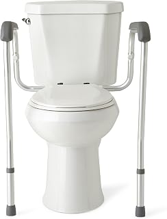Medline Toilet Safety Rail with Arms - Foldable Aluminum, Sturdy & Secure, Elderly Assistance