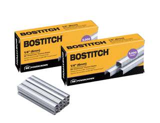 Office B8 PowerCrown 0.25 Inch Staples by Bostitch – 10,000 Staples, Stainless Steel, Silver, Pack of 2, Model STCRP21151/4-2