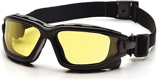 (12 Pair) Pyramex I-Force Glasses Black Strap-Temples/Amber Anti-Fog Lens (SB7030SDT)